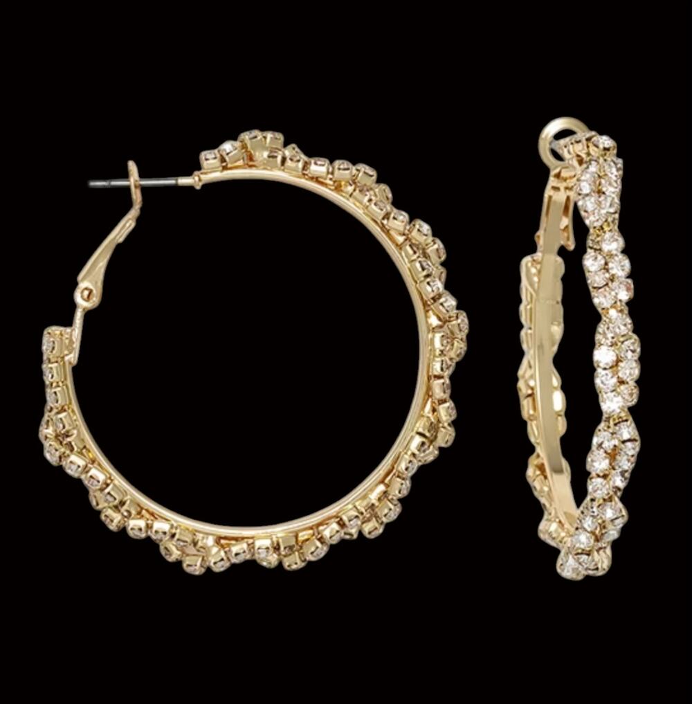 NWT MIXIT Sensitive Ears hypoallergenic gold-tone rhinestone hoop earrings
